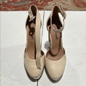 Free People Cream Ankle Strap Heels